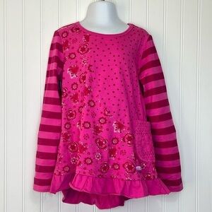 Naartjie Girls Long Sleeve Mixed Print Tunic Fuchsia Size 6 Rare unreleased line